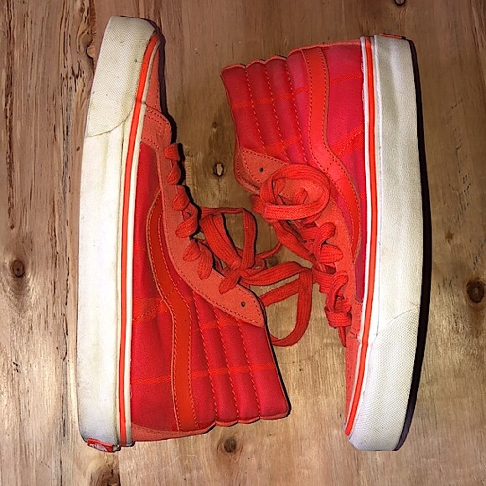 Vans OG SK8-HI LX Undefeated Safety Orange & White Sneakers W 8 M 6.5